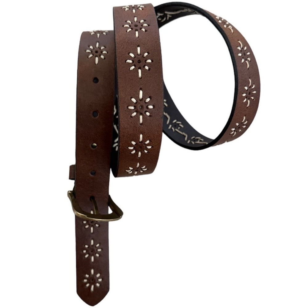 Boho embroidered genuine leather belt women’s 2XL